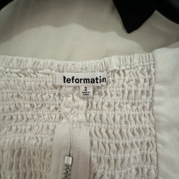 Reformation White Puff-Sleeve Cropped Blouse - Picture 3 of 5